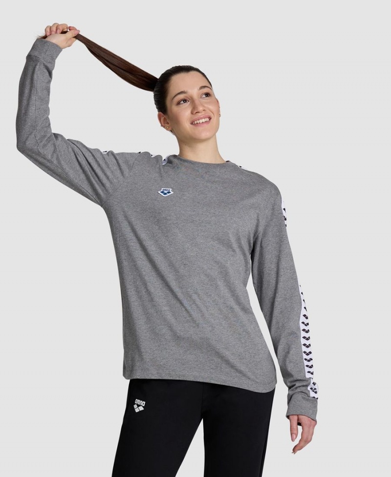 Arena Icons Long Sleeve T-Shirt Grau Weiß | IHE63V-328