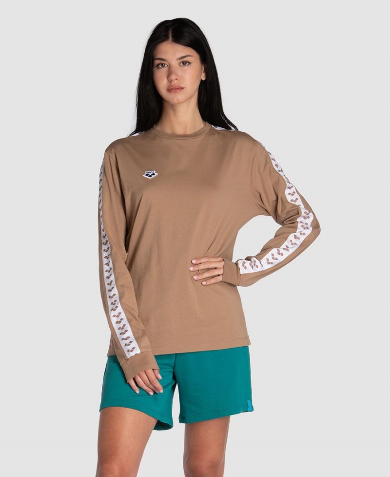 Arena Icons Long Sleeve T-Shirt Khaki Weiß | QII52S-561