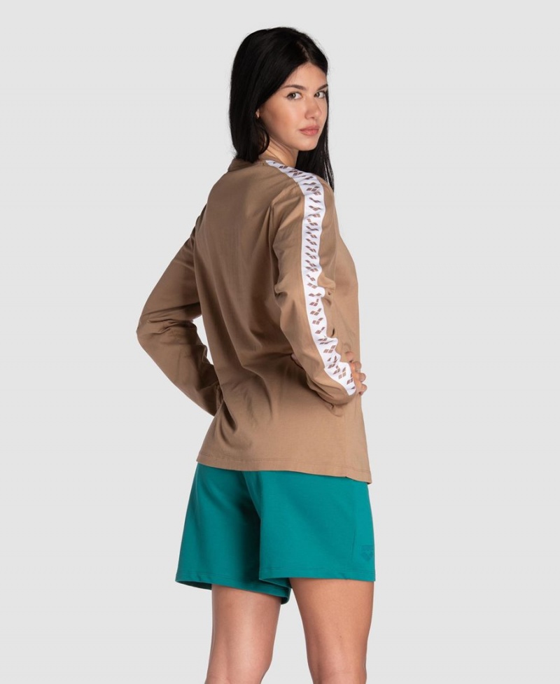 Arena Icons Long Sleeve T-Shirt Khaki Weiß | QII52S-561