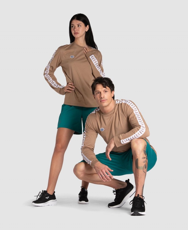 Arena Icons Long Sleeve T-Shirt Khaki Weiß | QII52S-561