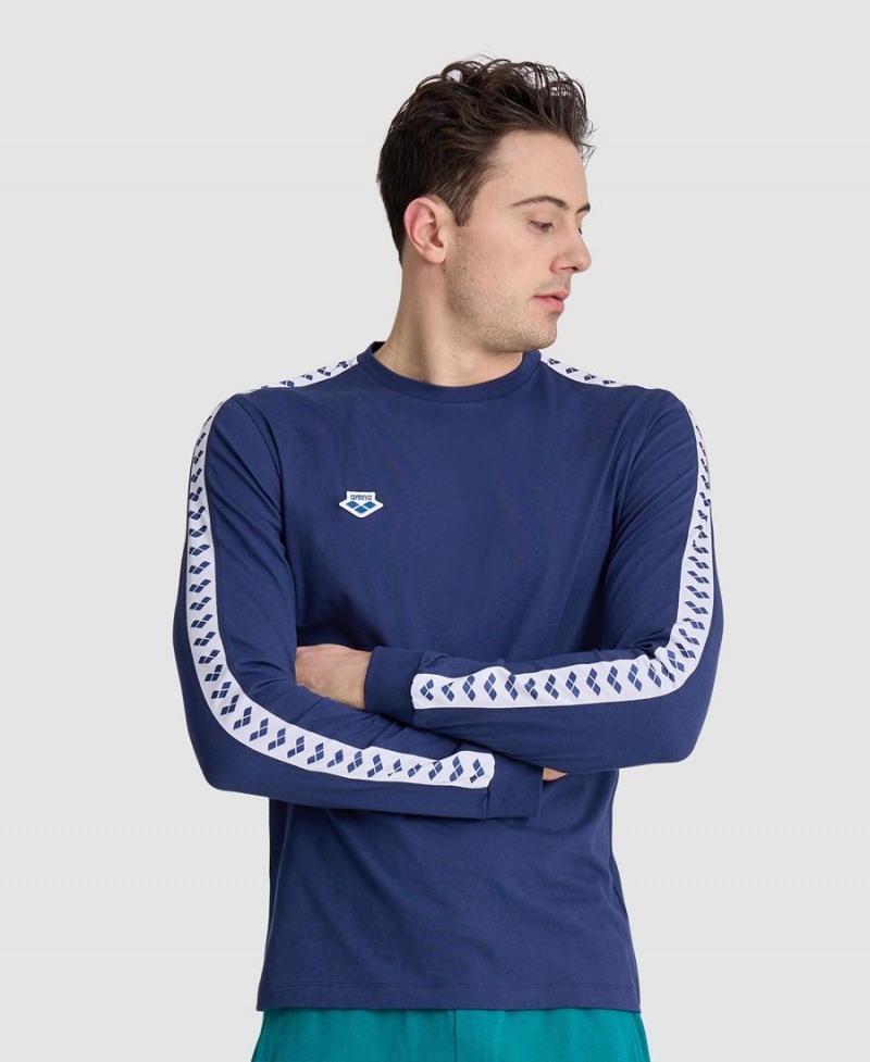 Arena Icons Long Sleeve T-Shirt Navy Weiß | QQC40X-666