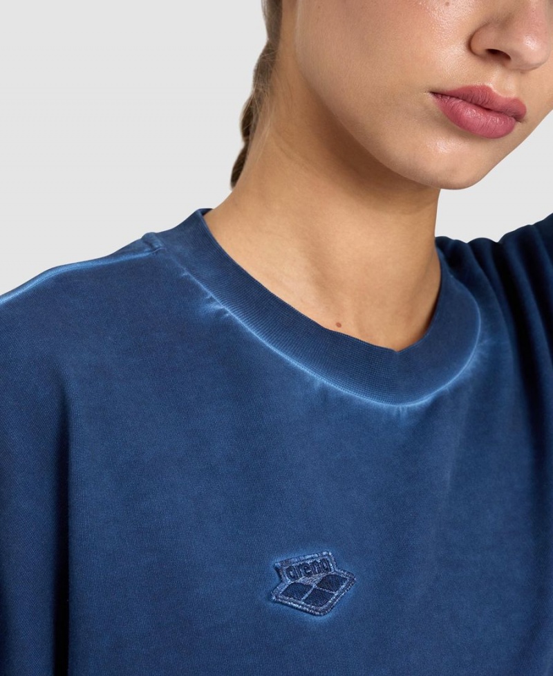 Arena Icons Oversized Crewneck Sweatshirt Navy | YTN68N-935