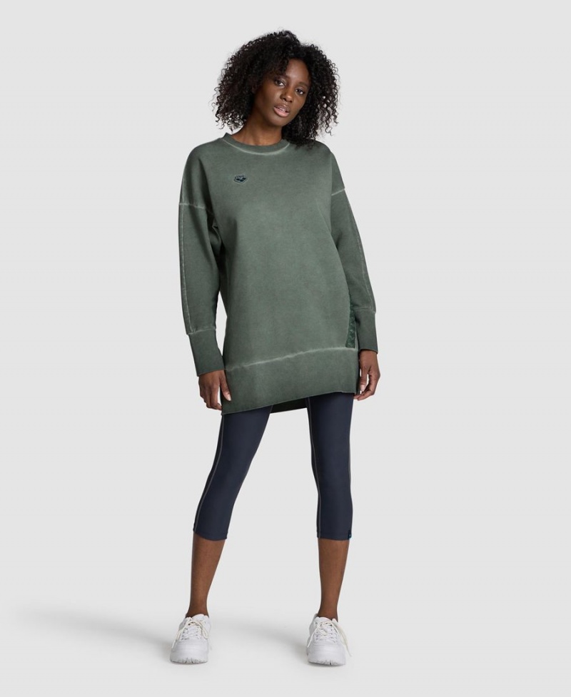 Arena Icons Oversized Crewneck Sweatshirt Olivgrün | MAI73S-758