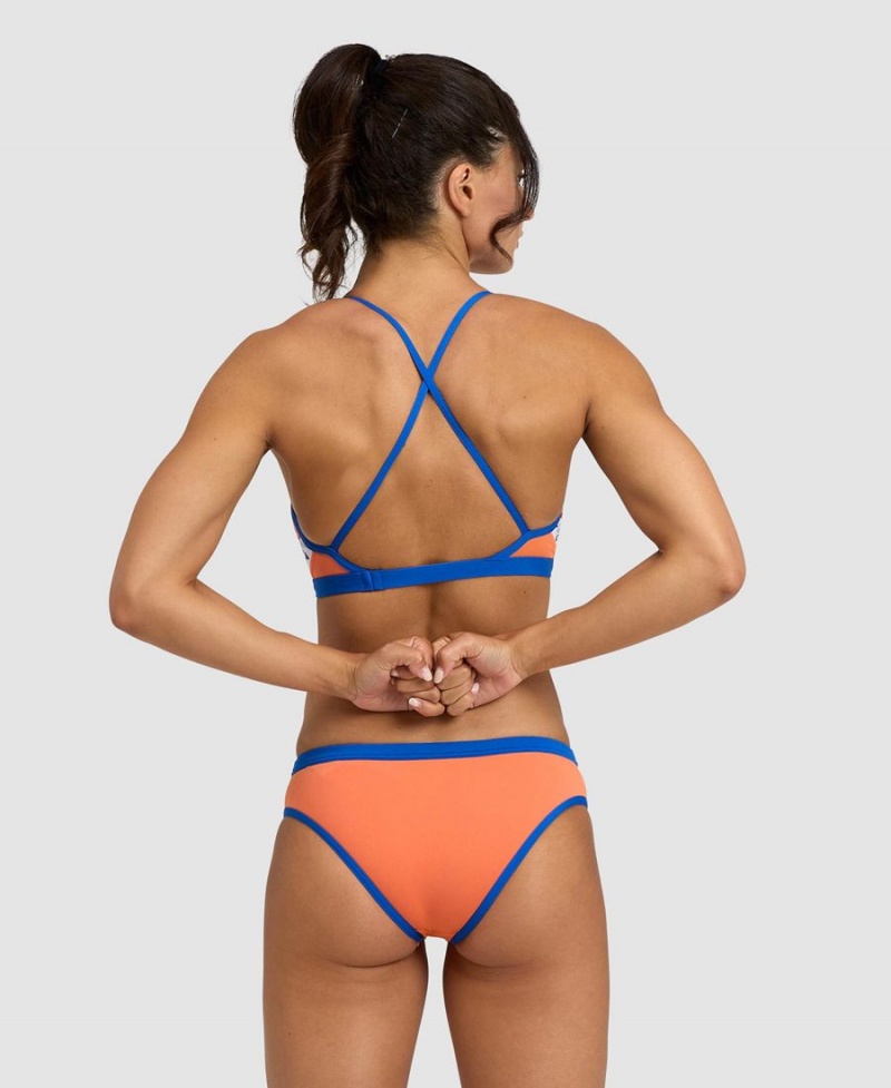 Arena Icons Solid Cross Back Badeanzug Orange Blau | OON06F-921