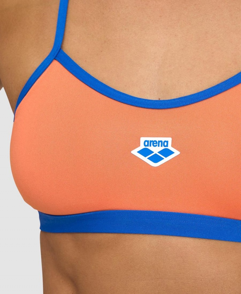 Arena Icons Solid Cross Back Badeanzug Orange Blau | OON06F-921