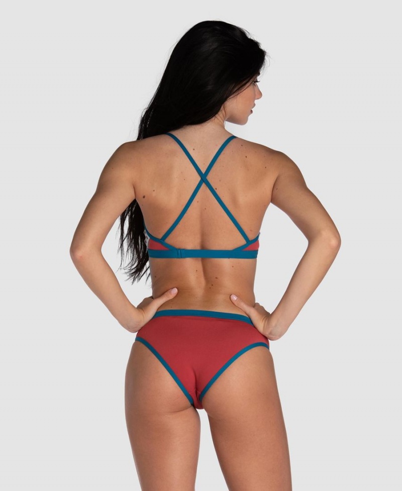 Arena Icons Solid Cross Back Badeanzug Rot Blau | EUD55M-751