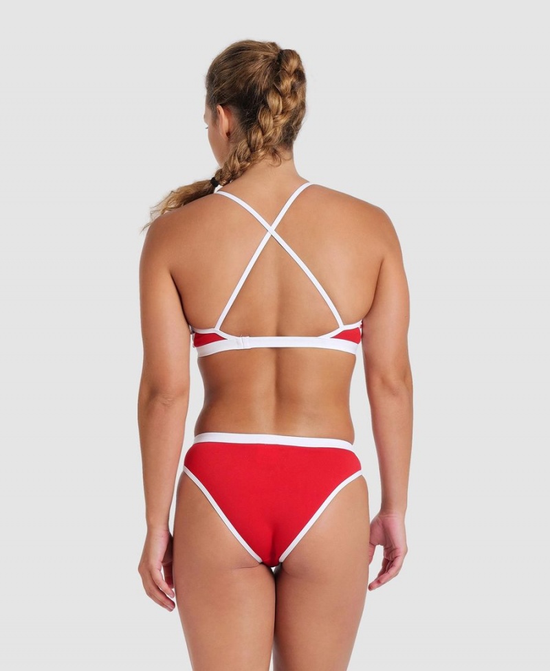 Arena Icons Solid Cross Back Badeanzug Rot Weiß | YTQ45Y-093