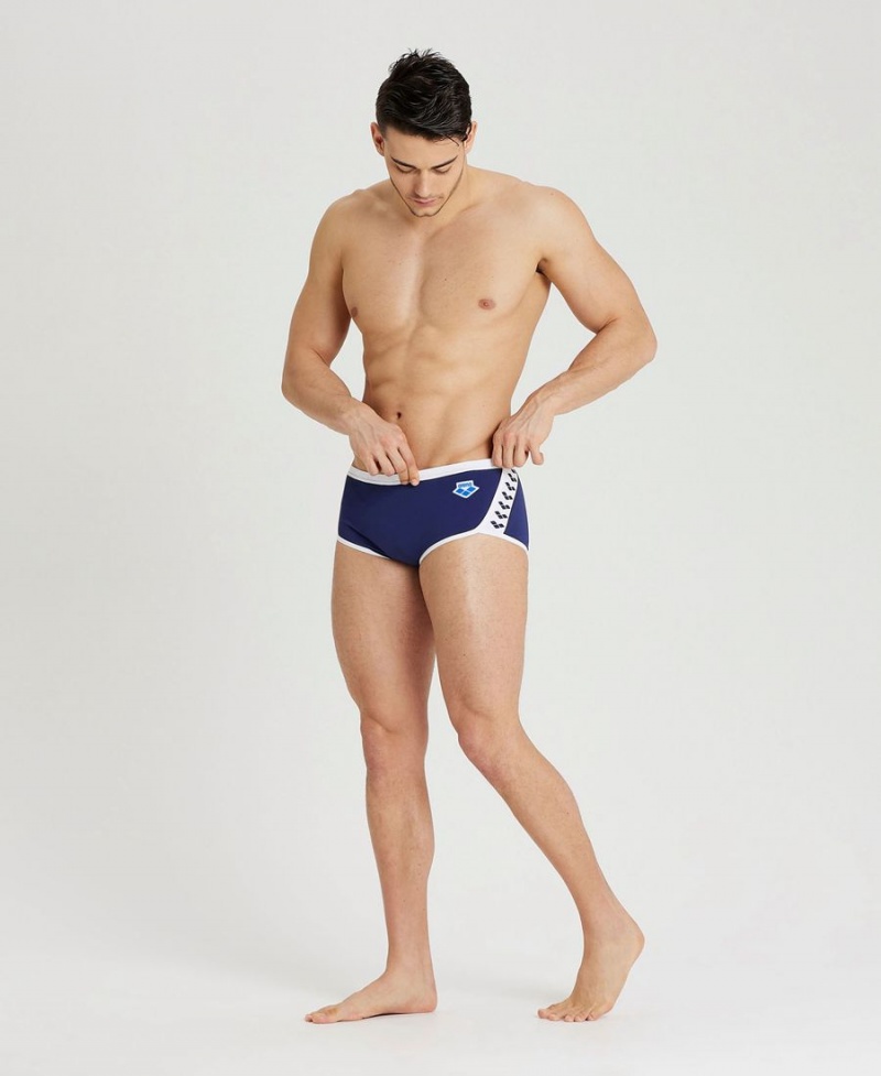 Arena Icons Solid Low Taille Schwimmhose Navy Weiß | NJV93X-663