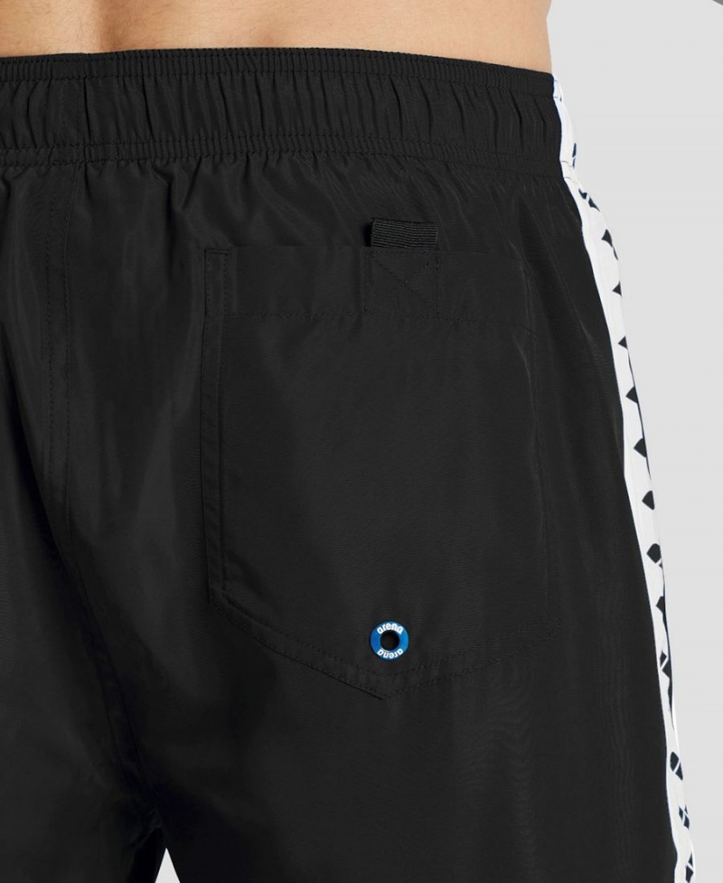 Arena Icons Team Stripe Kurze Hose Schwarz Weiß | RSN20R-198