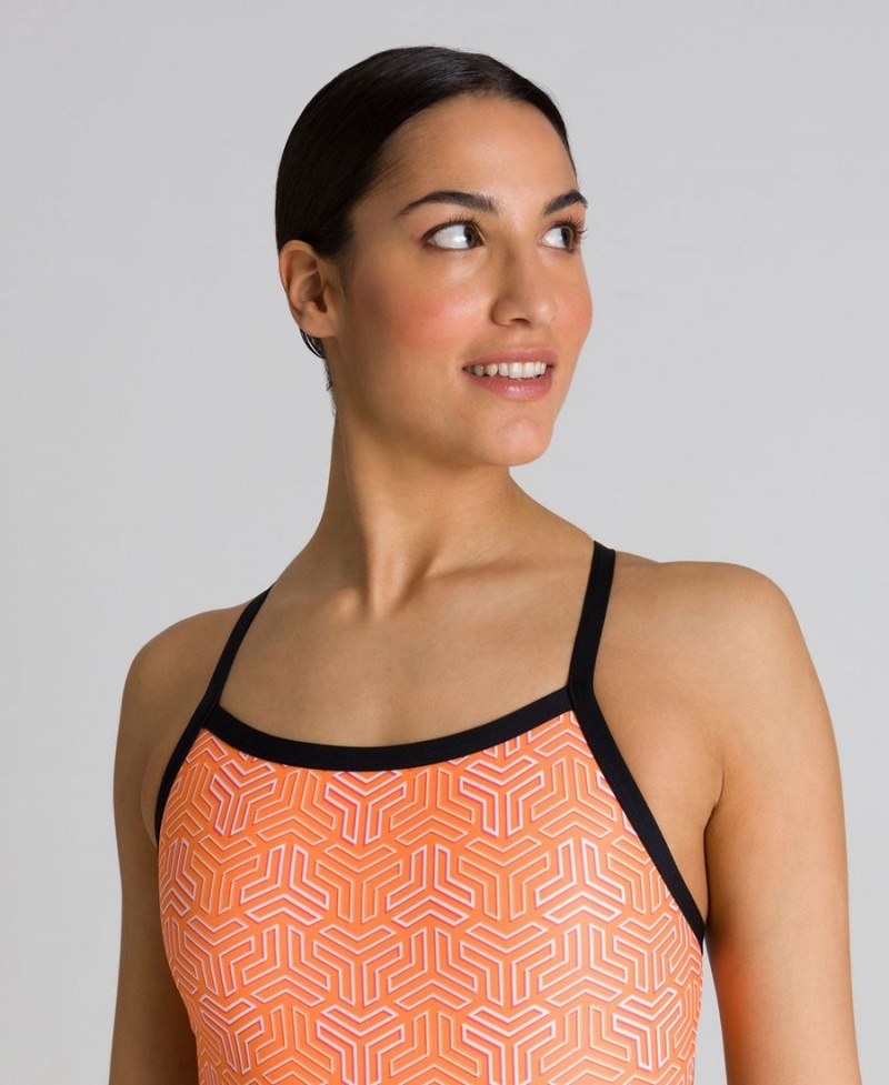 Arena Kikko Challenge Back Badeanzug Schwarz Orange | JHB62T-869