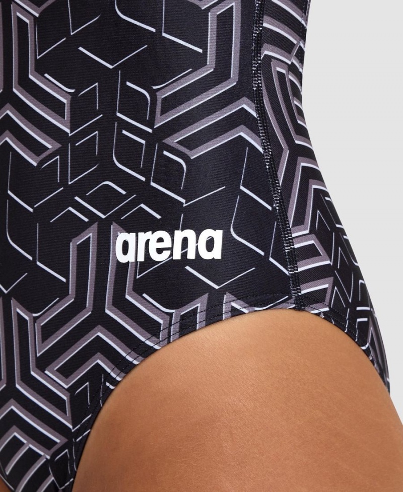 Arena Kikko Pro Light Drop Back Badeanzug Schwarz Weiß | KAJ61X-795