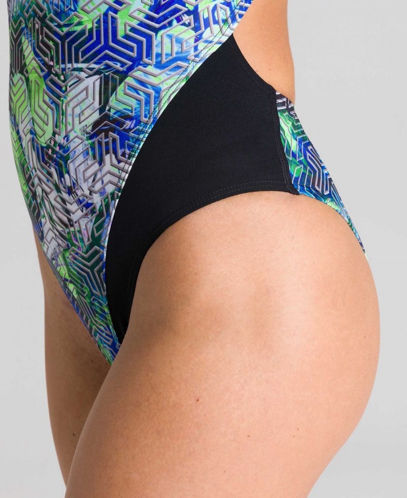 Arena Kikko Swim Tech Back Badeanzug Schwarz Mehrfarbig | XWC72D-813