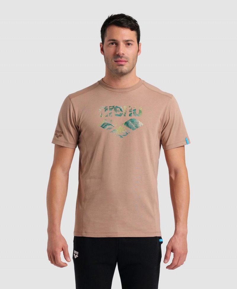 Arena Logo Baumwoll T-Shirt Khaki | FMS24M-865