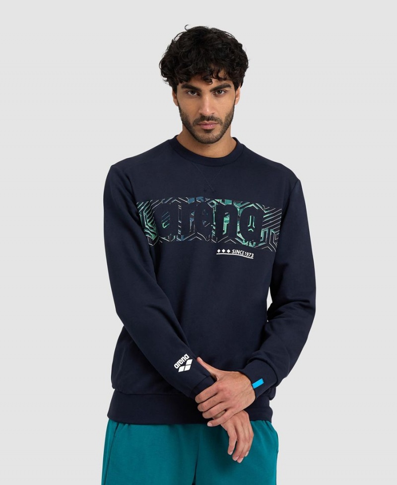 Arena Logo Crewneck Sweatshirt Navy | SLF95M-687