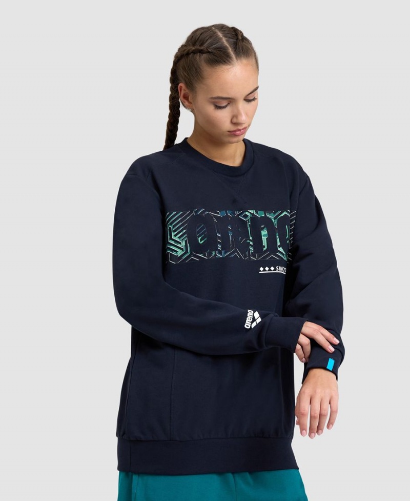 Arena Logo Crewneck Sweatshirt Navy | SLF95M-687