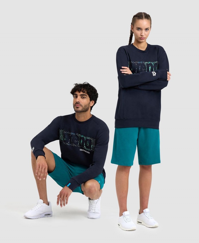 Arena Logo Crewneck Sweatshirt Navy | SLF95M-687