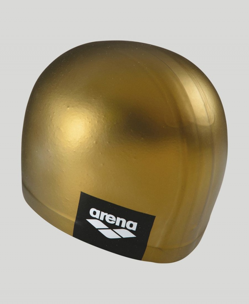 Arena Logo Moulded Silikon Badekappe Gold | HMB84A-174