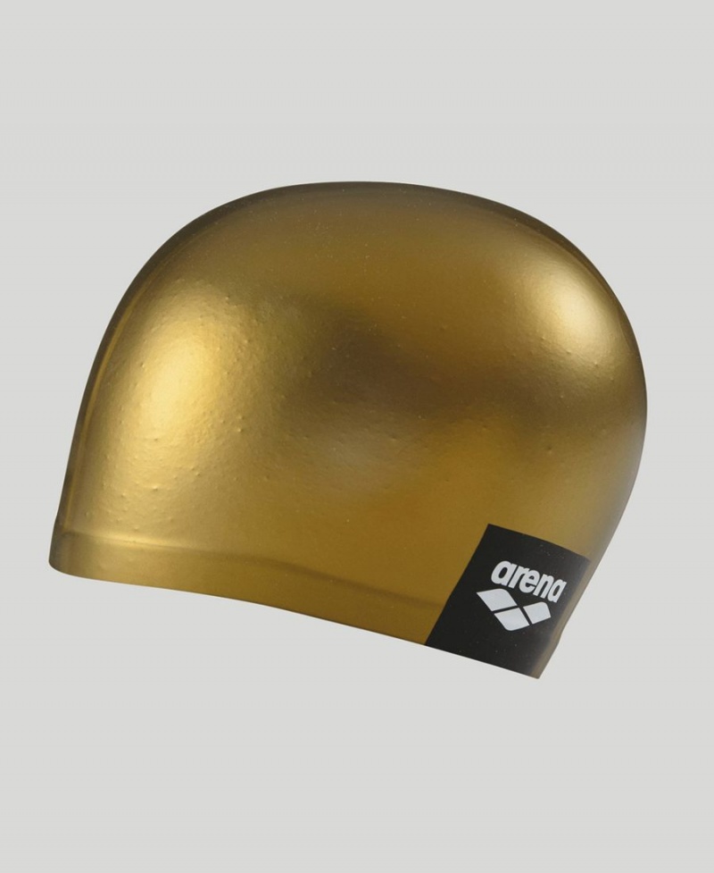 Arena Logo Moulded Silikon Badekappe Gold | HMB84A-174