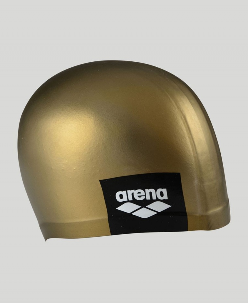 Arena Logo Moulded Silikon Badekappe Gold | HMB84A-174