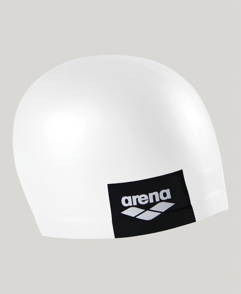 Arena Logo Moulded Silikon Badekappe Weiß | QGT54E-435