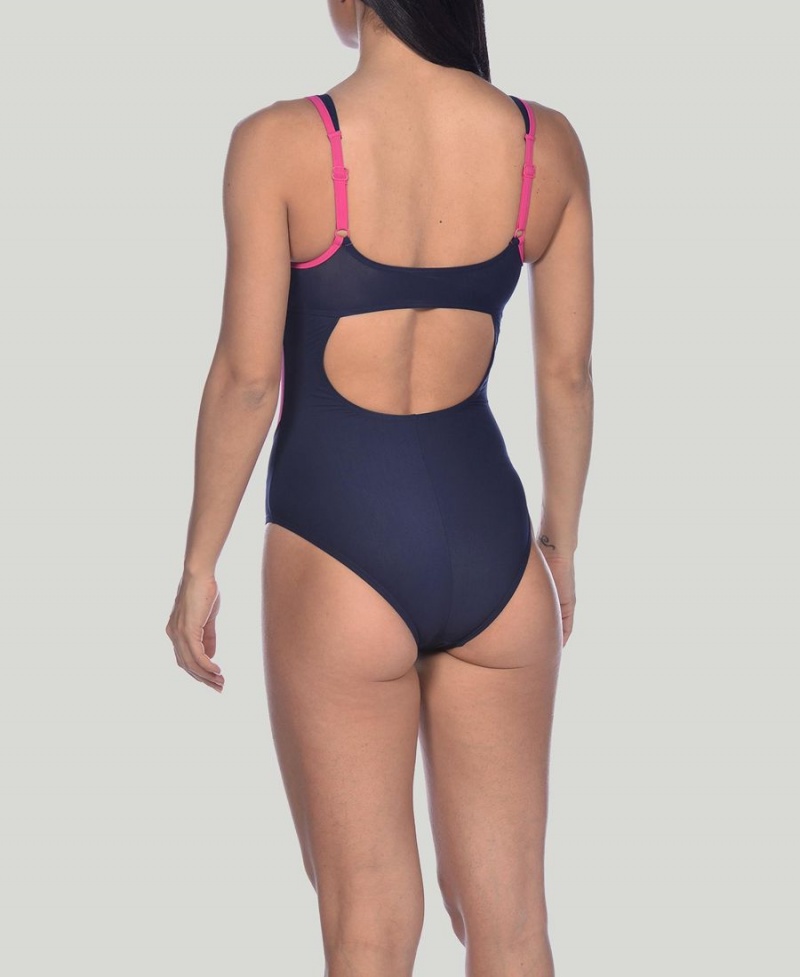 Arena Makimurax Low Riemen Back Badeanzug Navy Rosa | IRM20Q-355