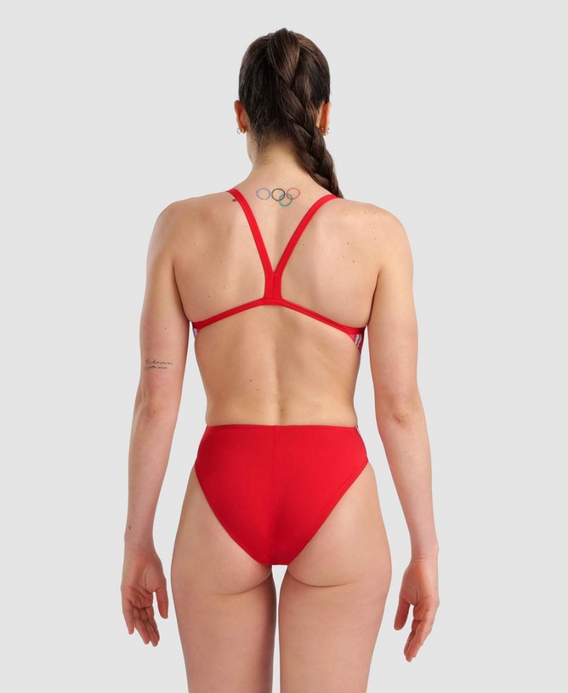 Arena Marbled Challenge Back Badeanzug Rot Mehrfarbig | ZNG07W-606