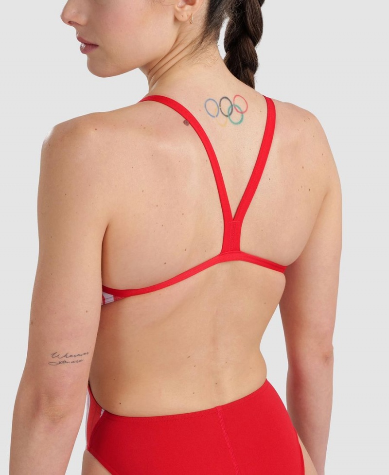 Arena Marbled Challenge Back Badeanzug Rot Mehrfarbig | ZNG07W-606