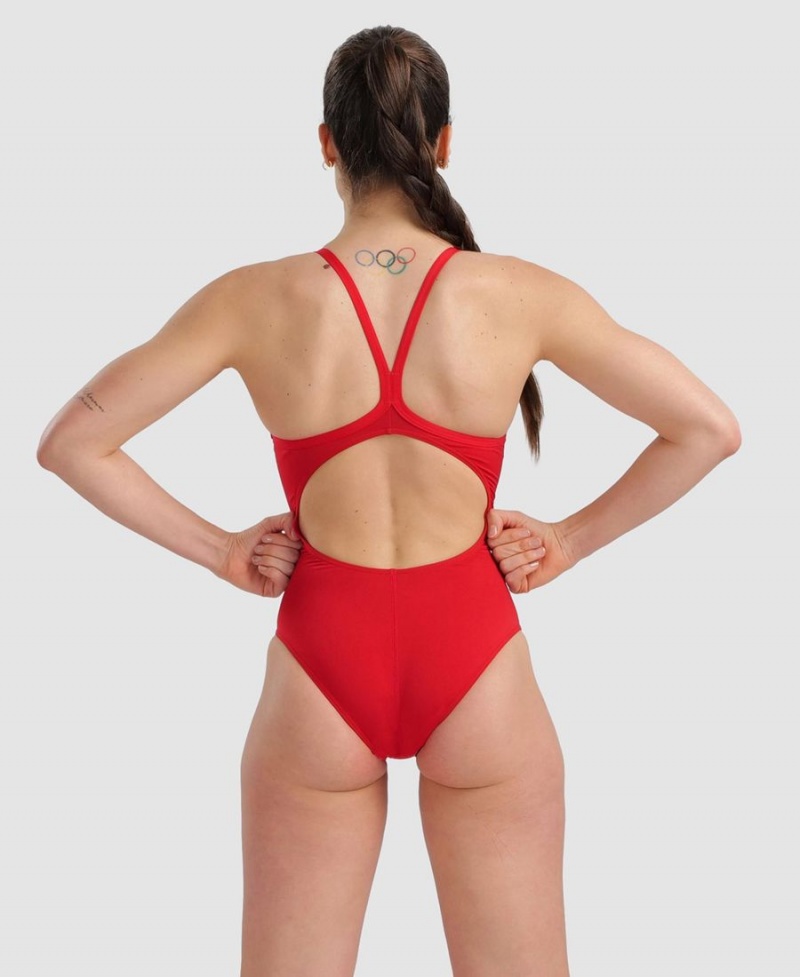 Arena Marbled Lightdrop Back Badeanzug Rot Mehrfarbig | IJY56E-098