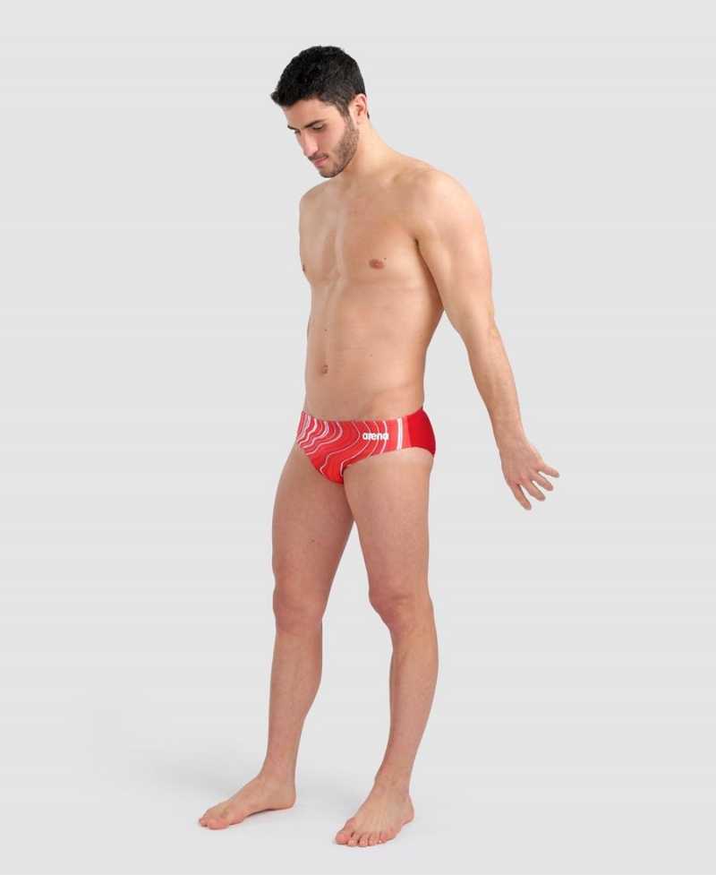 Arena Marbled Schwimmhose Rot Weiß | OND08M-413