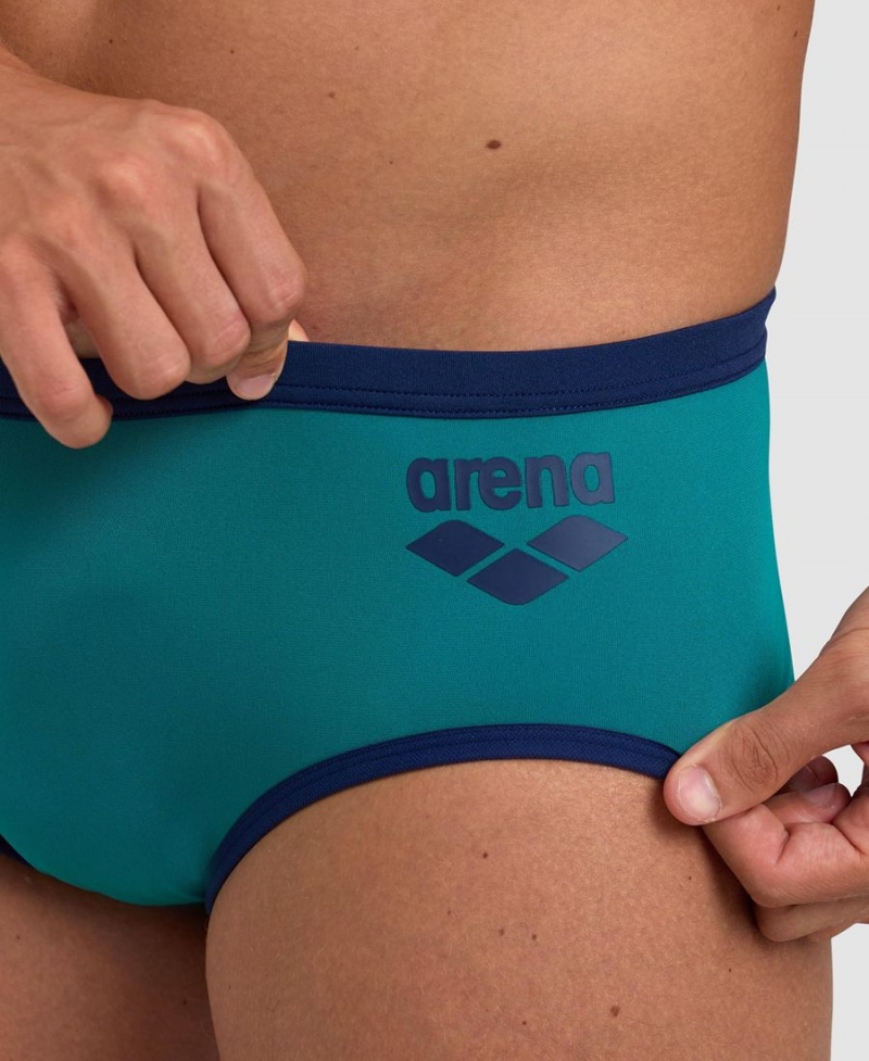 Arena One Big Logo Schwimmhose Grün Navy | CFI66J-347