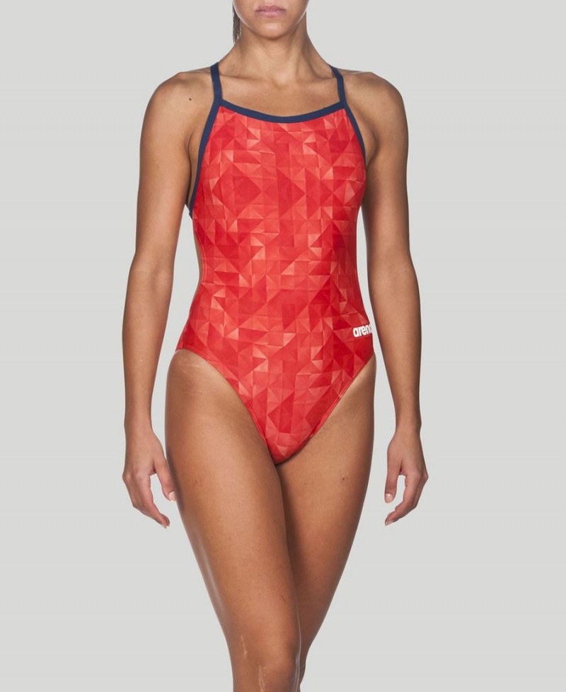 Arena Origami Light Tech Back Badeanzug Rot Navy | BUW95E-075