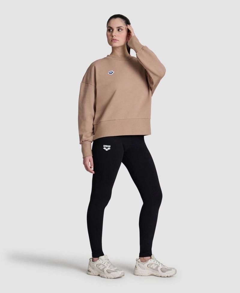 Arena Oversized Crew Neck Sweatshirt Khaki | CZG37V-101