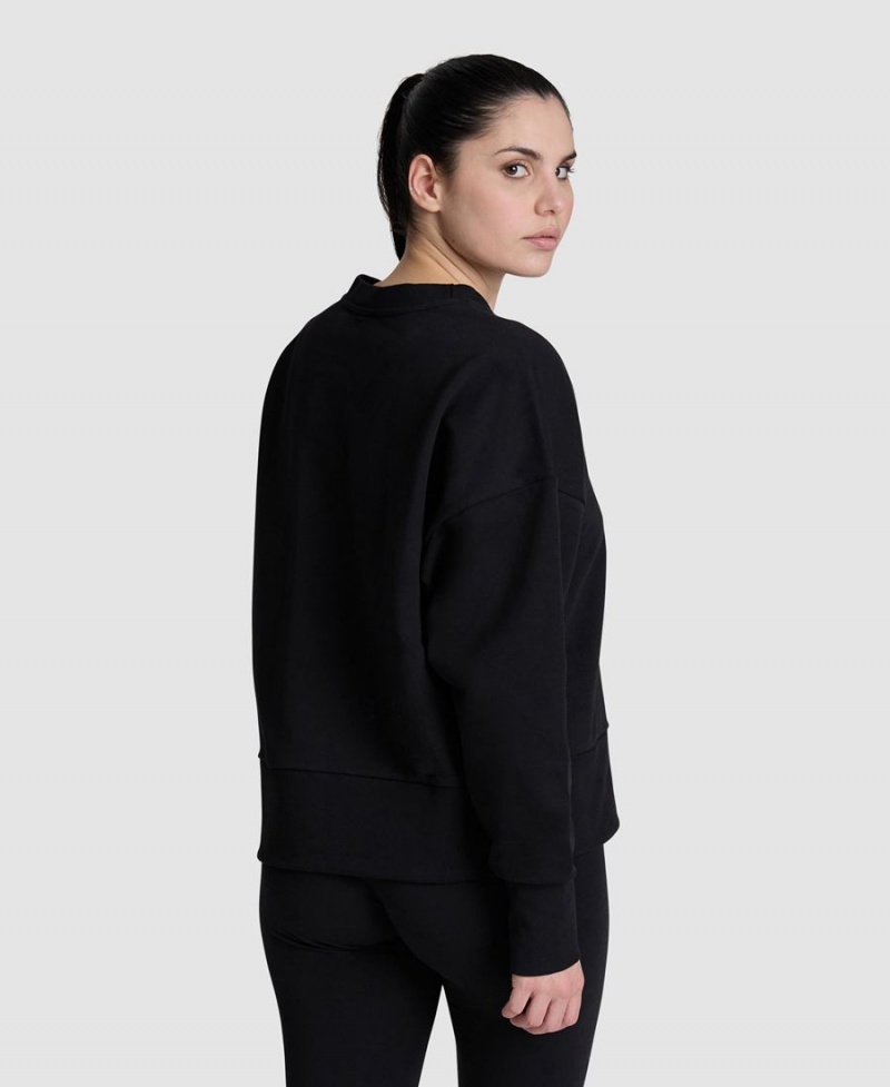 Arena Oversized Crew Neck Sweatshirt Schwarz | IQZ65X-342