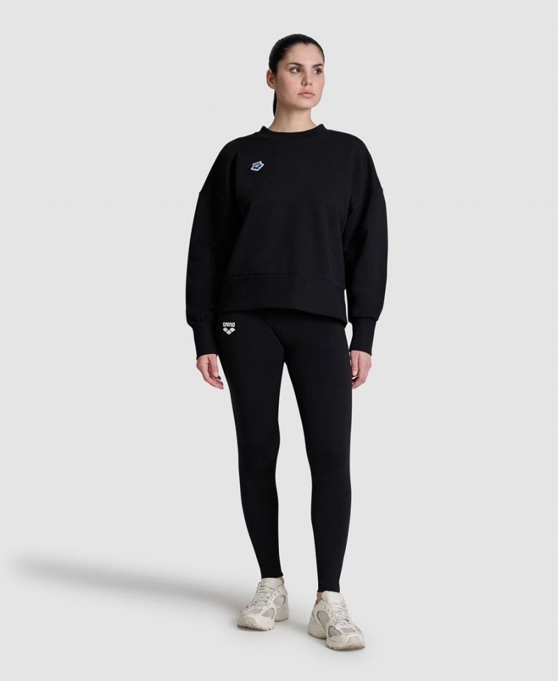 Arena Oversized Crew Neck Sweatshirt Schwarz | IQZ65X-342