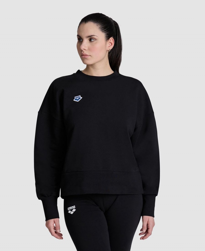 Arena Oversized Crew Neck Sweatshirt Schwarz | IQZ65X-342