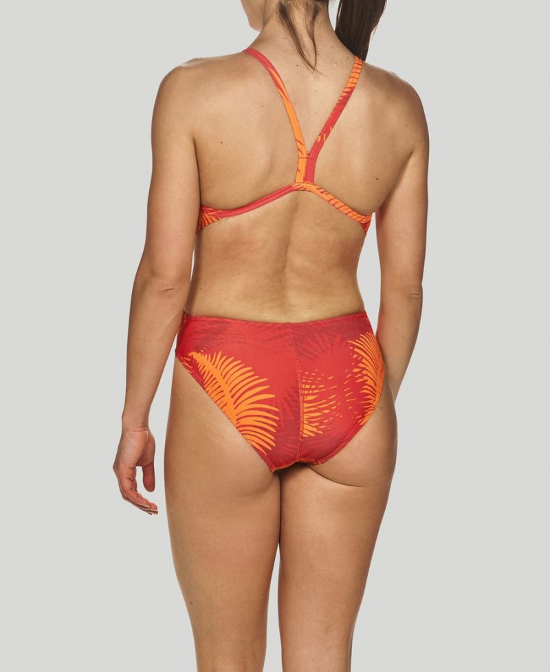 Arena Palm Forest Challenge Back Badeanzug Rot Orange | PAZ27G-055