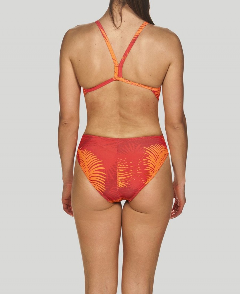 Arena Palm Forest Challenge Back Badeanzug Rot Orange | PAZ27G-055