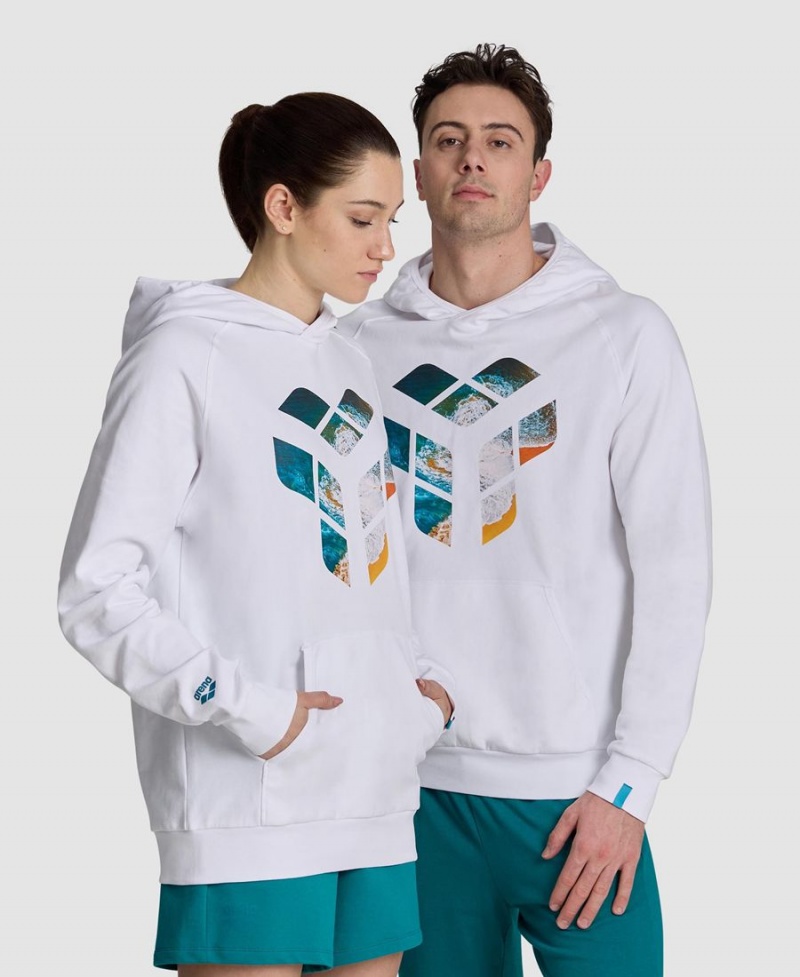 Arena Planet Wasser Mit Kapuze Sweatshirt Weiß | SPB90U-112