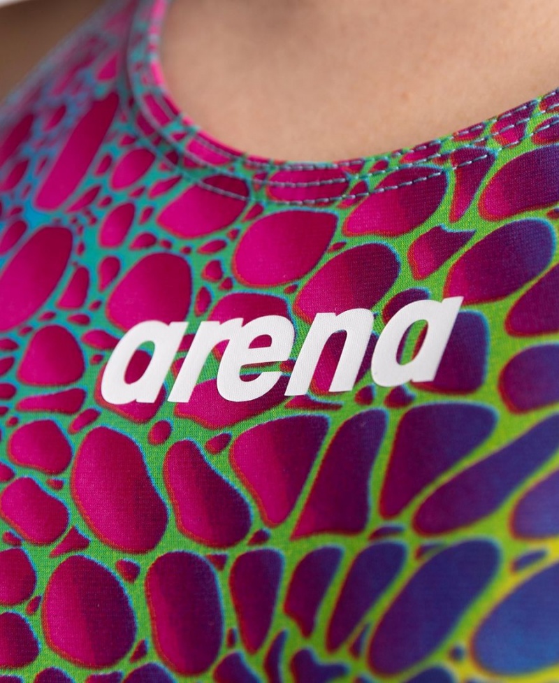 Arena Powerskin ST Next Limited Edition Open Back Wettkampfanzug Rosa Grün Mehrfarbig | PMQ15Y-597