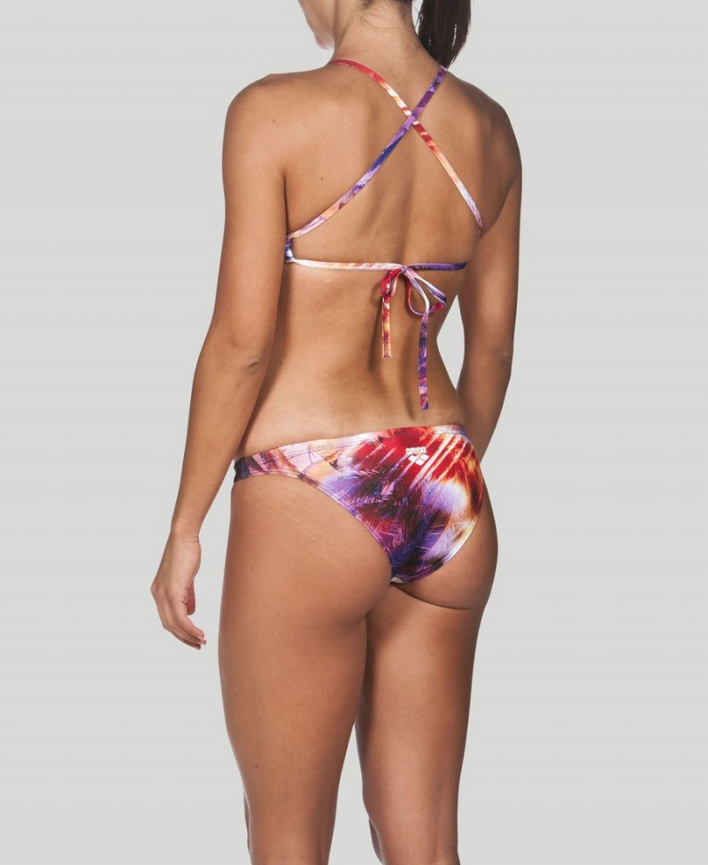 Arena Printed Tie Back Bikinioberteil Lila Mehrfarbig | QBV73P-388