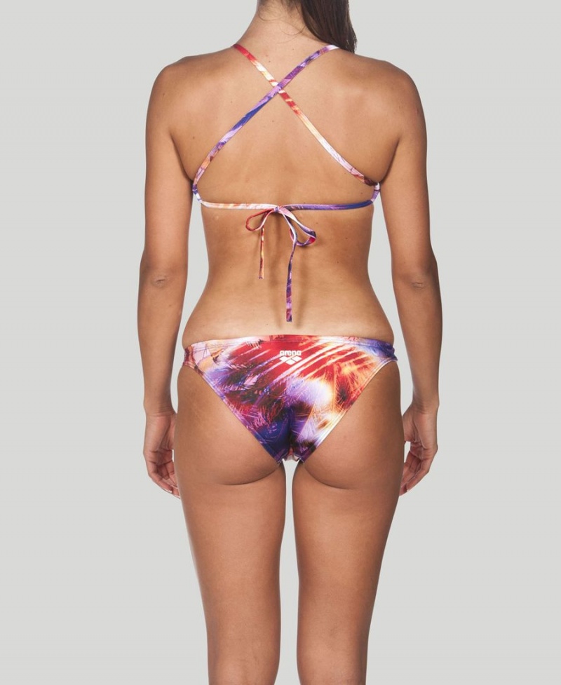 Arena Printed Tie Back Bikinioberteil Lila Mehrfarbig | QBV73P-388