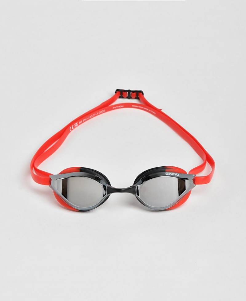 Arena Python Mirror Schwimmbrille Silber Schwarz Rot | DVS07X-585