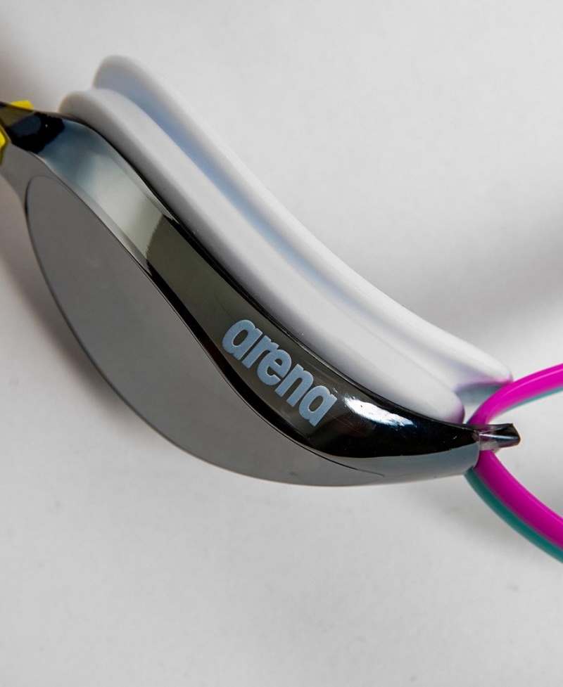 Arena Python Mirror Schwimmbrille Silber Weiß Rosa | JYU56F-289