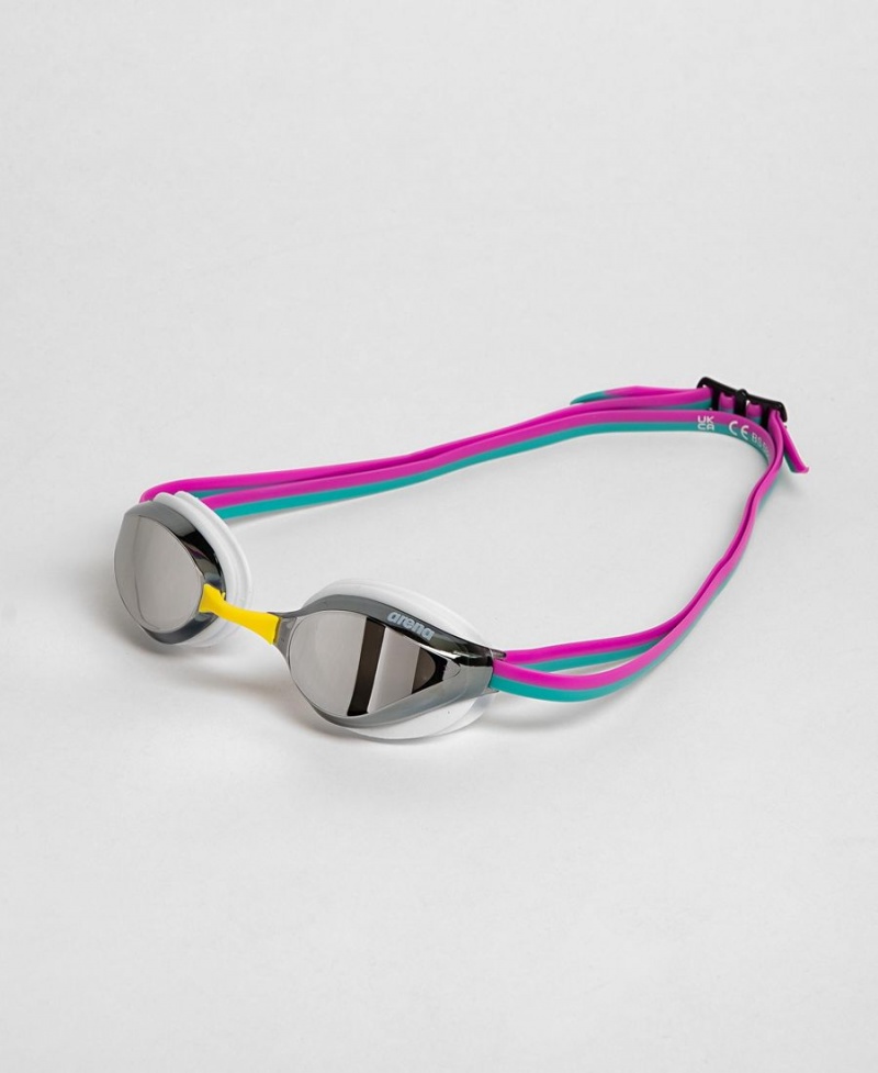 Arena Python Mirror Schwimmbrille Silber Weiß Rosa | JYU56F-289