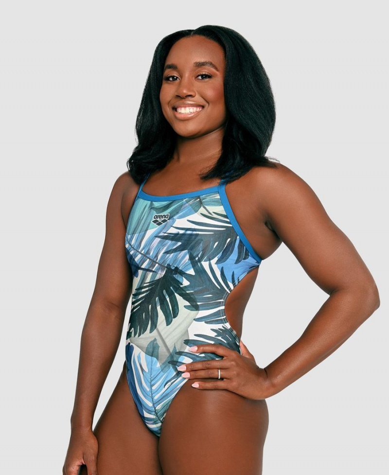 Arena Simone Manuel Capsule Kollektion Challenge Back Badeanzug Blau Mehrfarbig | JMM93P-653