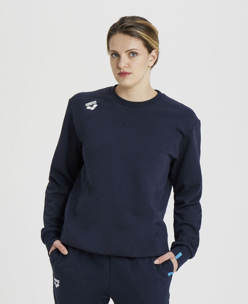 Arena Solid Crewneck Sweatshirt Navy | ADU73N-610