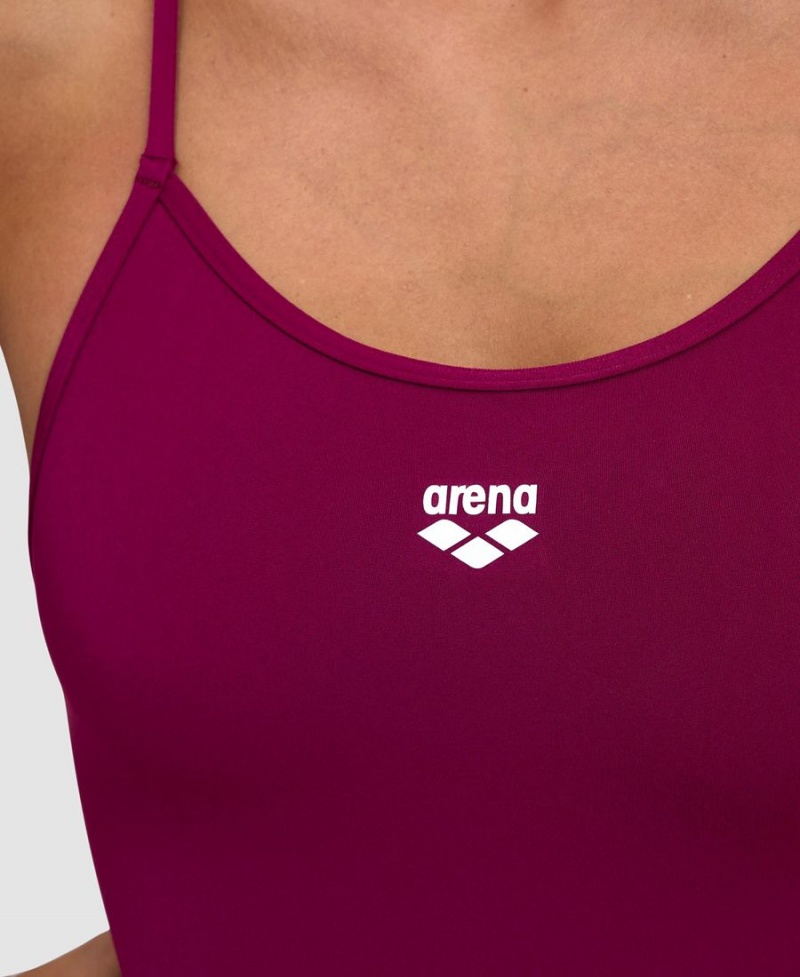 Arena Solid Spitze Back Badeanzug Bordeaux Weiß | SMQ74C-435