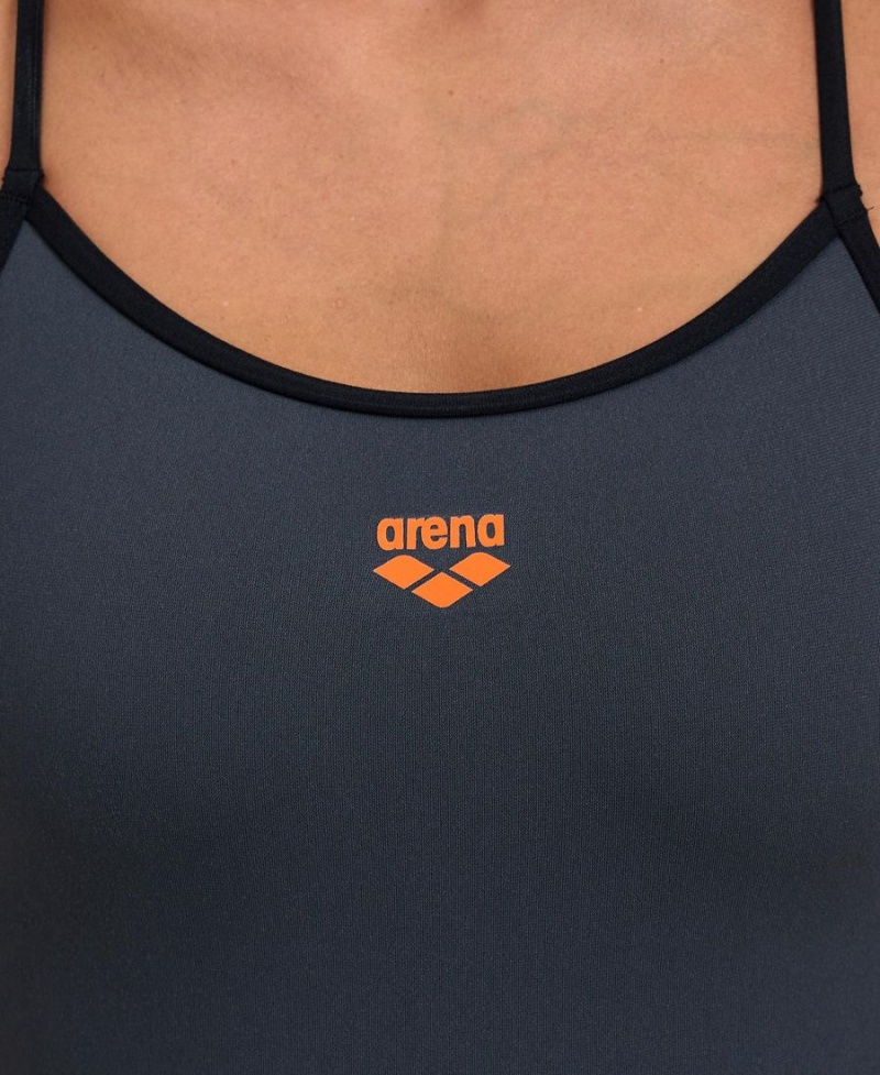 Arena Solid Spitze Back Badeanzug Grau Schwarz | ZXO50I-893