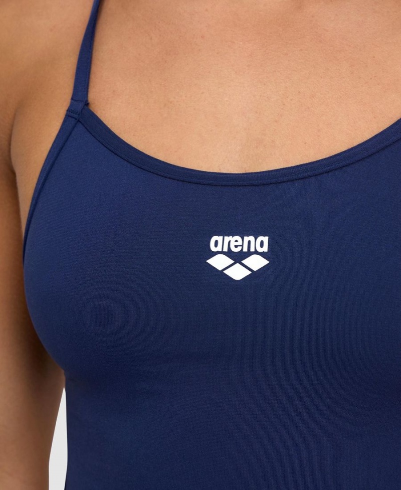 Arena Solid Spitze Back Badeanzug Navy Weiß | XGF65V-672