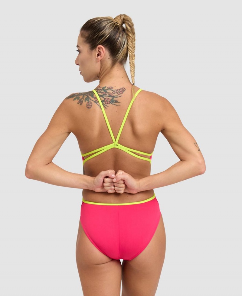 Arena Solid Spitze Back Badeanzug Rosa Grün | UWL53M-817